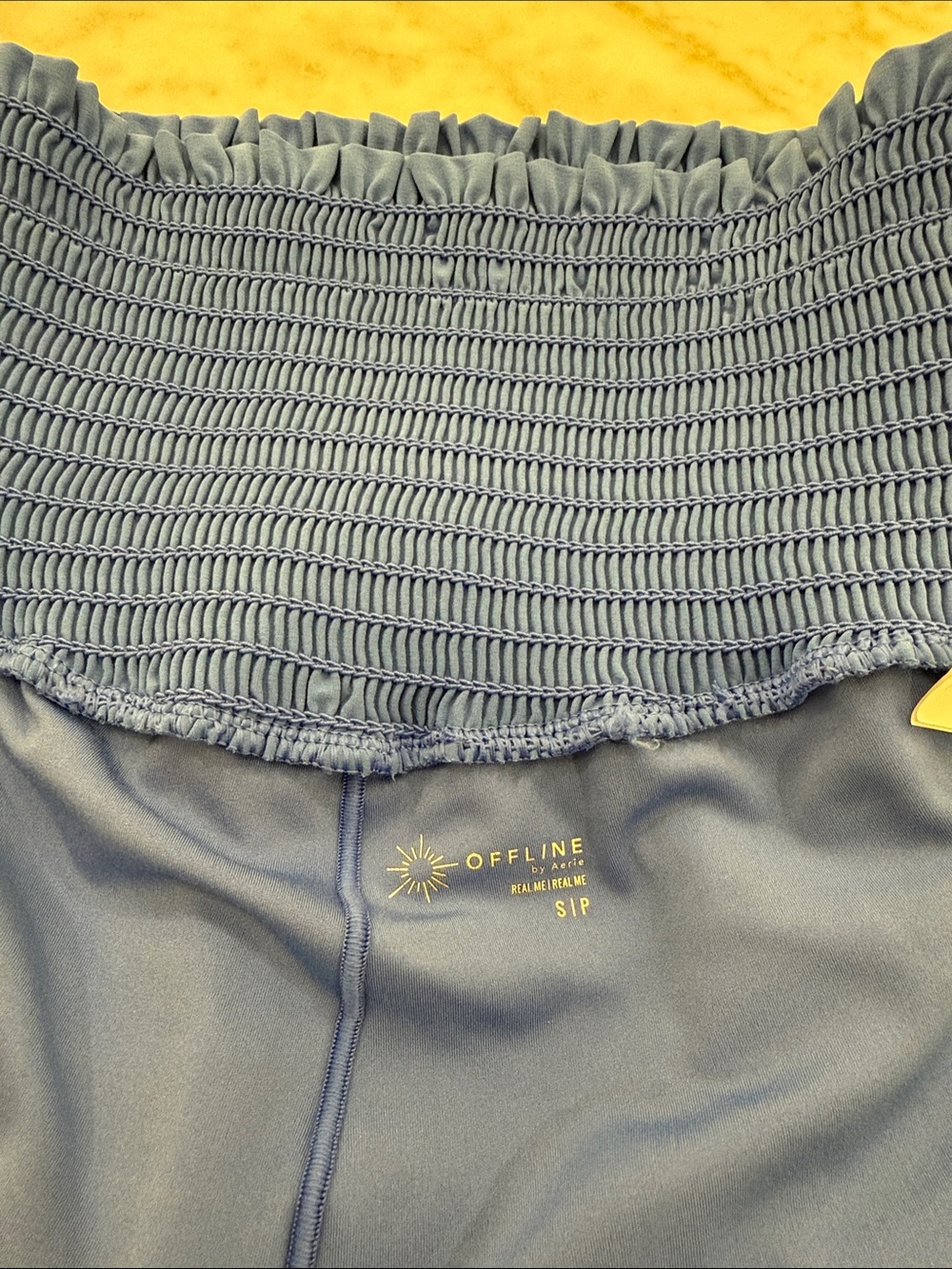Aerie Offline Smocked Waist Flutter Shorts - Blue - Picture 3 of 3